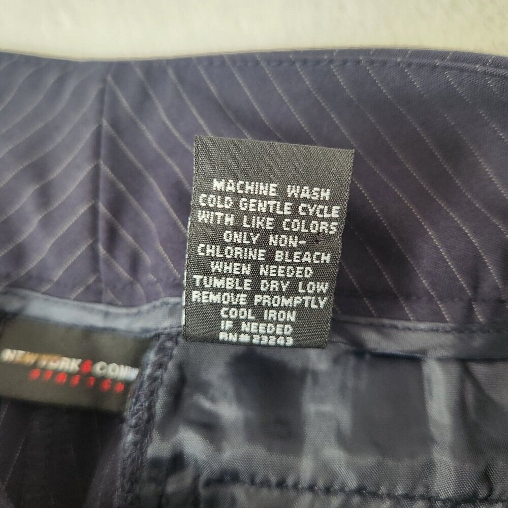 Y2K New York & Company Pinstripe Trouser Cropped Pants Size 2 Navy Blue Stretch - Picture 10 of 13